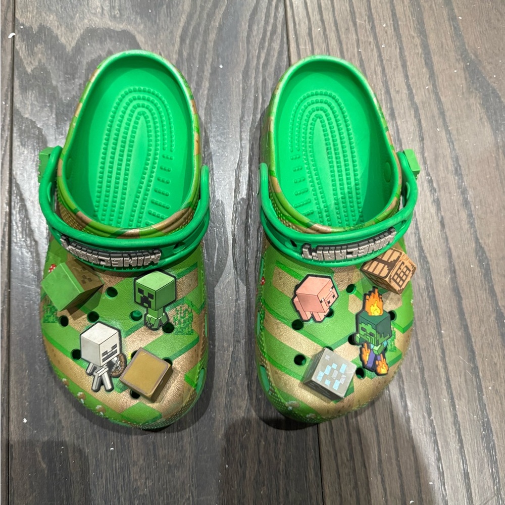 CROCS Kids Green and Brown Character Slippers